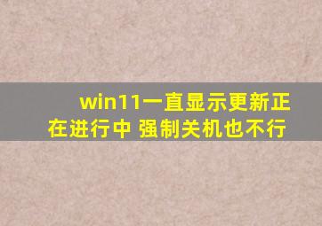 win11一直显示更新正在进行中 强制关机也不行